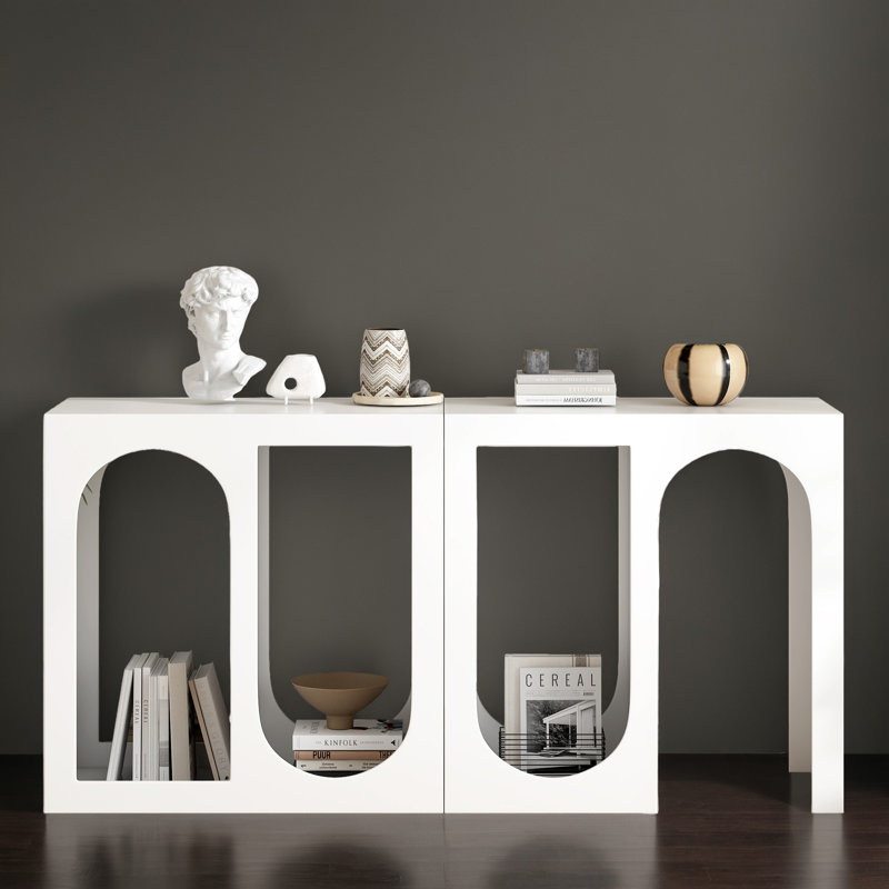 Console de 63 po pour le vestibule, Blanc / Blanc