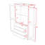 Armoire de cuisine autoportante avec portes en verre, 4 tiroirs et tablettes-670545561