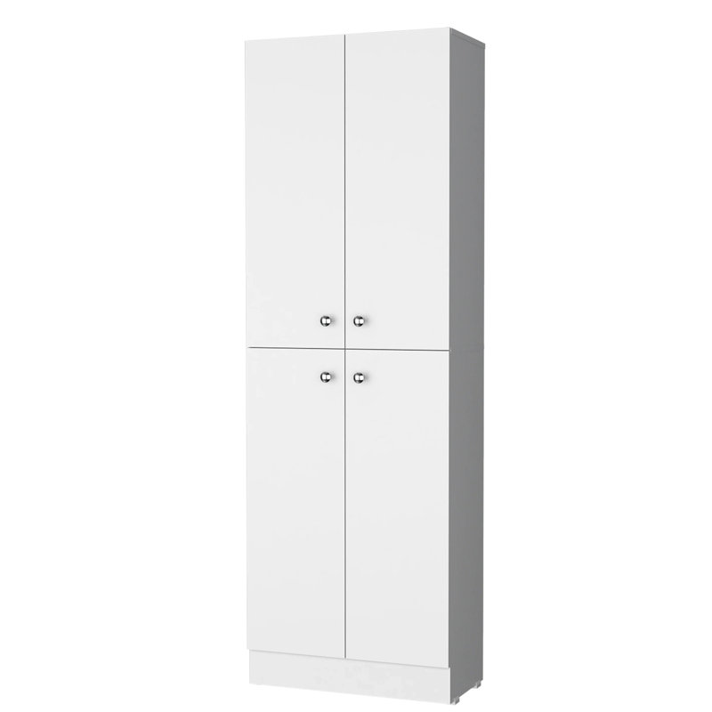 Garde-manger blanc avec 5 tablettes polyvalentes et 4 portes pour la cuisine, Blanc