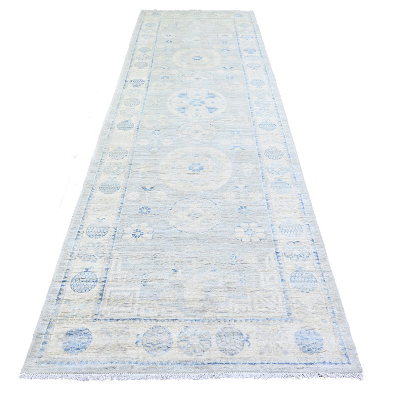 Tapis de couloir gris nouvel âge en laine 4 pi x 12 pi 1 po Zenley