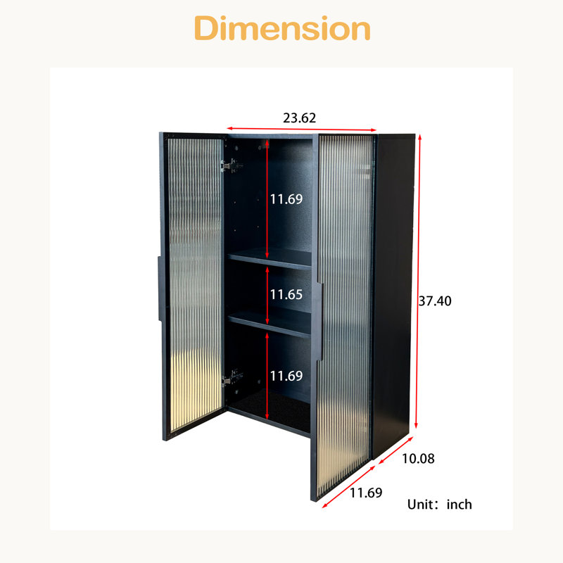 Armoire de rangement de salle de bain murale avec porte vitrée