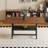 A 71 * 35.4 Inch Dining Table With A Tabletop Cleverly Pieced Together By Four Walnut Textured MDF Boards. The Desktop Has A 43.3 * 19.7 Storage Platform. Very Suitable For Family Gatherings,Etc.-1560936374