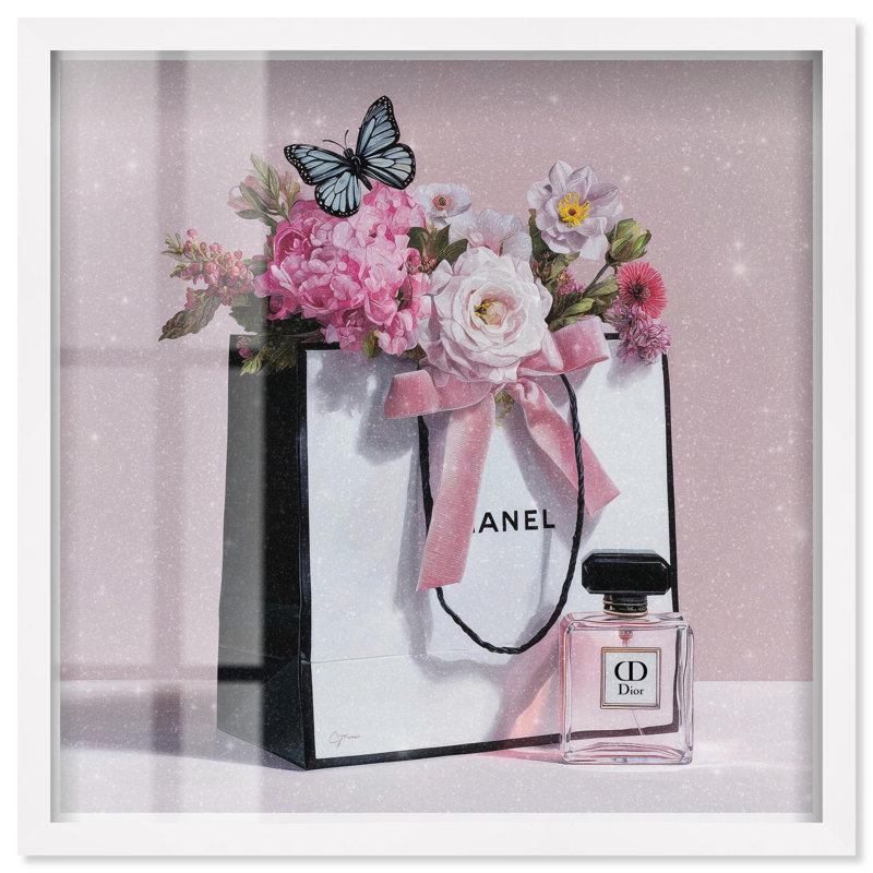 Printemps, sac de magasinage rose, art glamour, reproduction par Art Remedy, H 31 po x l 31 po, Blanc