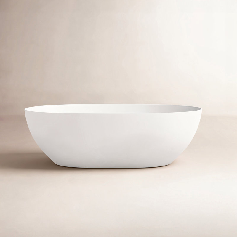 65'' x 29.5'' Freestanding Soaking Solid Surface Bathtub, White