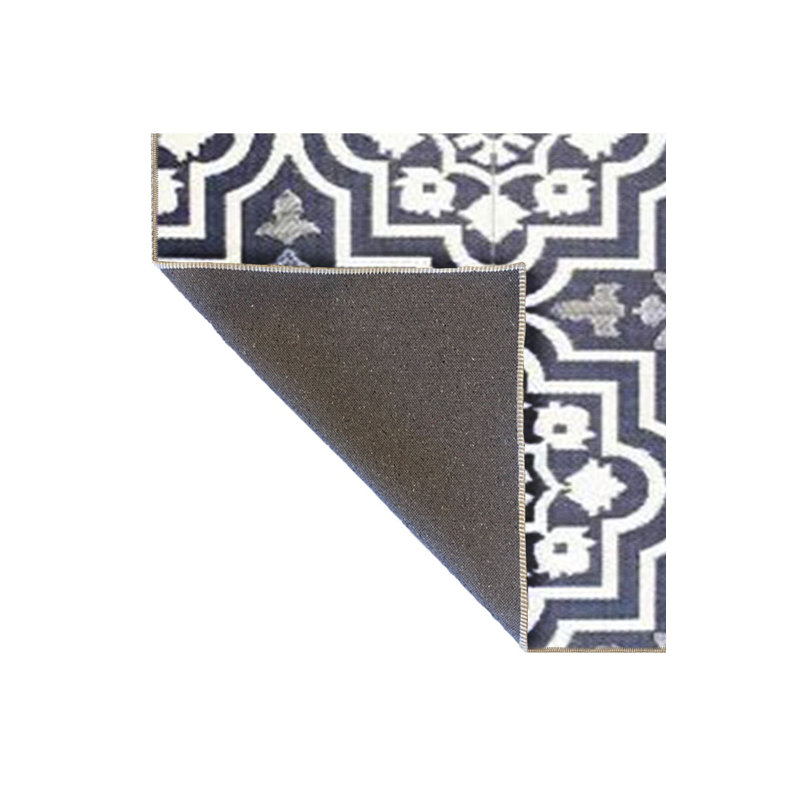 Tapis décoratif bleu marine à motif traditionnel, Sous-tapis carré 3 pi 3 po inclus