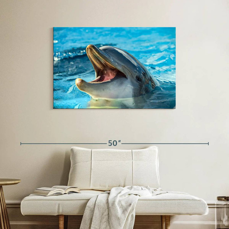 Smiling Playful Dolphin, 26" H x 39" W