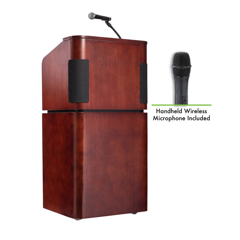 Mahogany and Walnut Mobile Lectern with Sound System