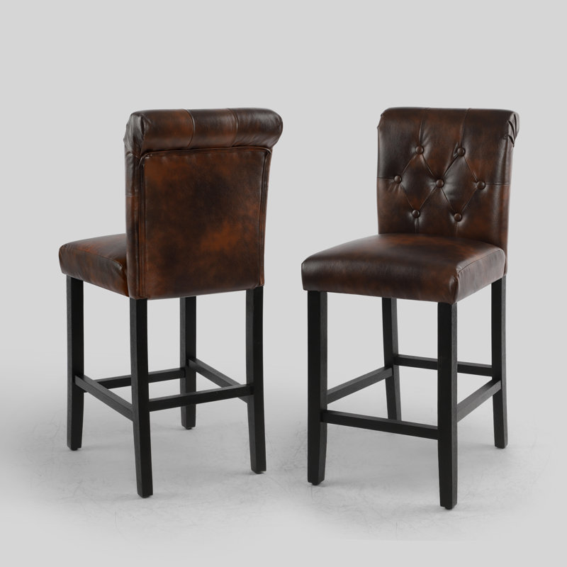 Burlison 25.25" Counter Stool, Brown/Faux Leather