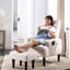 Fauteuil inclinable en tissu doux blanc crème pour le salon, salle de loisirs ergonomique blanche et apaisante