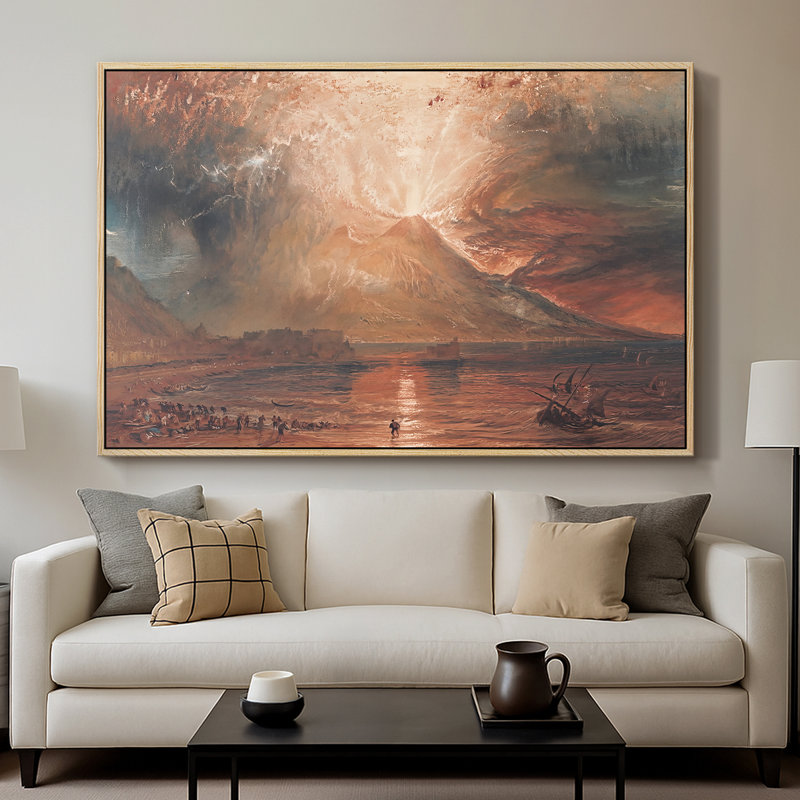 Vésuve en éruption, v. 1817-J.M.W. Toile tendue avec châssis Turner, 26 x 40, Naturel