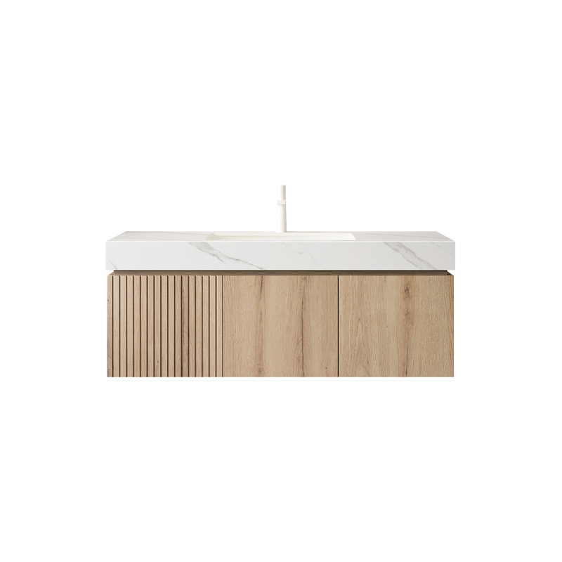 Ensemble de meuble-lavabo mural simple 48 po avec pierre frittée 48 po