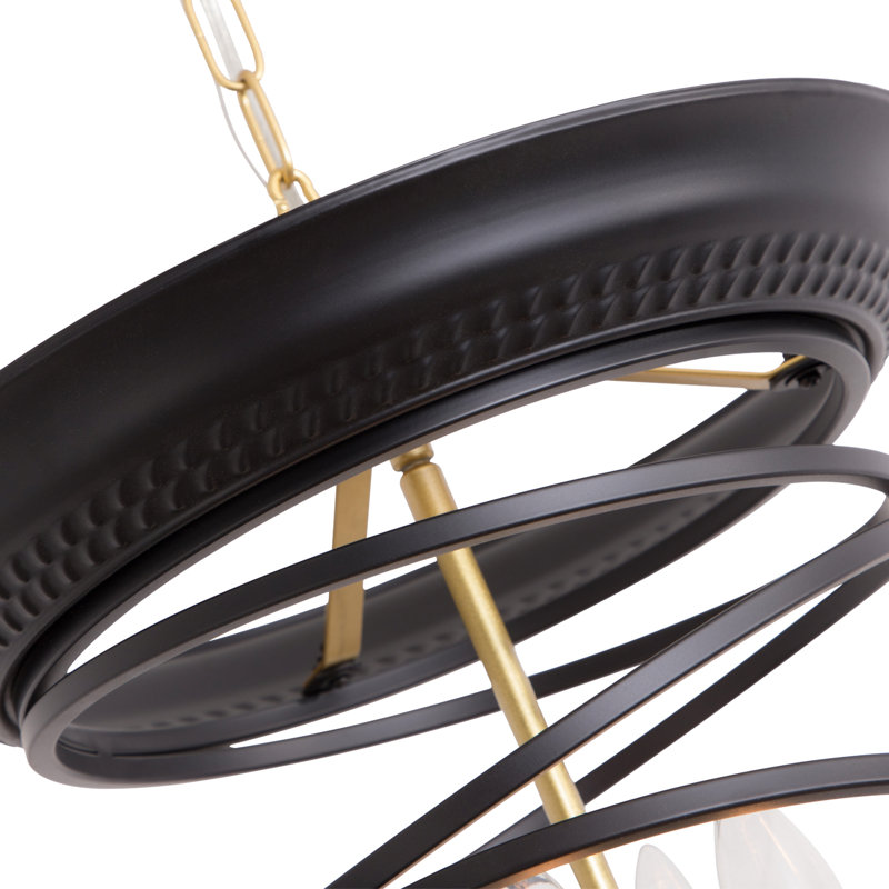Aemon 4 - Light Dimmable Cage Chandelier, Black/Gold
