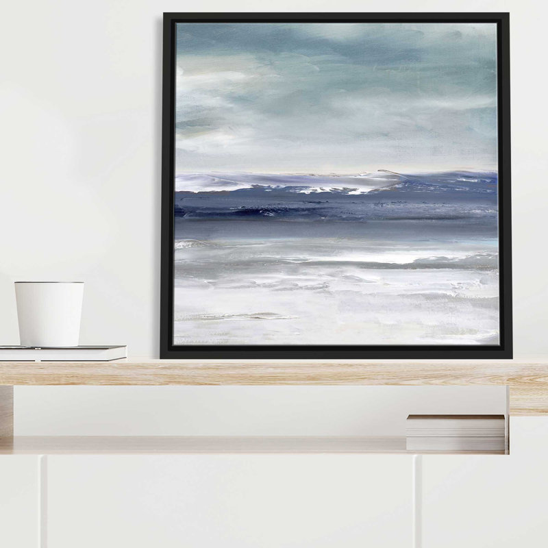 Sandpiper Bay par Sally Swatland - Peinture, L 21,5 po x H 21,5 po, Cadre noir