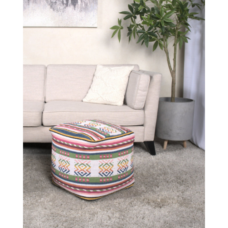 Tapis et repose-pieds multicolores faits à la main avec imprimé péruvien carré, 16 x 16 x 16, capacité de 200 lb, objet décoratif, nettoyage des taches seulement, rembourrage rempli, 16 po x 16 po x 16 po, limite de poids, élément, rembourrage