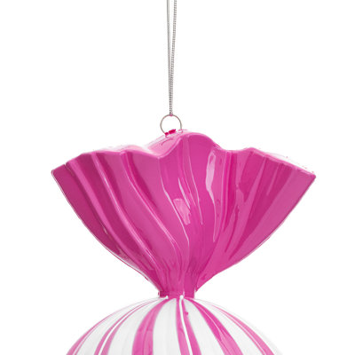 13" High-Gloss Round Swirl Candy Ornament.
