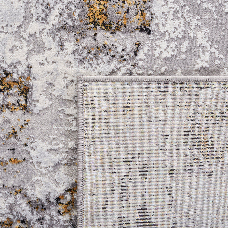Tapis gris / or / noir Battaglia, Carré 6 pi 7 po