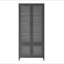 Grande armoire de rangement en métal avec 4 portes en verre et 5 tablettes latérales avec armoire et armoire autoportante pour chambre à coucher, bureau, bureau à domicile, noir, verre trempé gaufré
