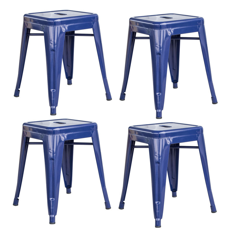 Shelli Metal Accent Stool, Blue