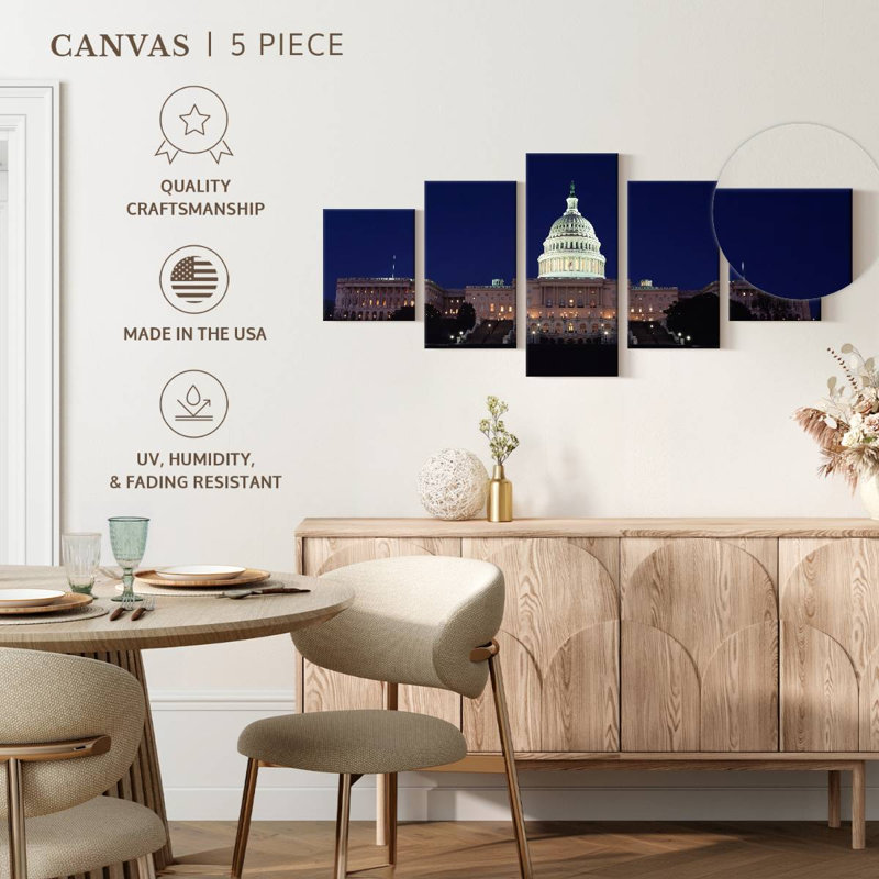 Nighttime At US Capitol, 24" H x 55" W