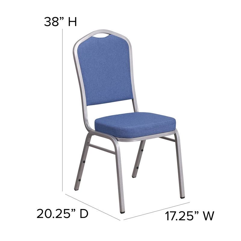 Chaise de banquet empilable Oliverson, Cadre argenté, Tissu bleu, 4