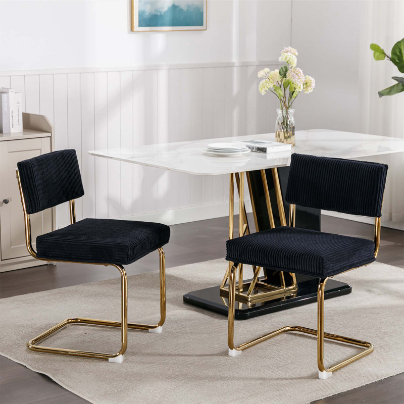Tabouret court 20 po Okey, Velours côtelé noir