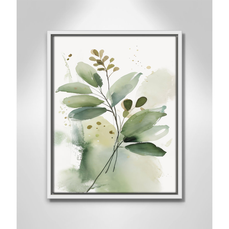 «Greenery Serenade I» par Irena Orlov, Toile avec cadre, L 12,5 po x H 15,5 po, Flotteur blanc