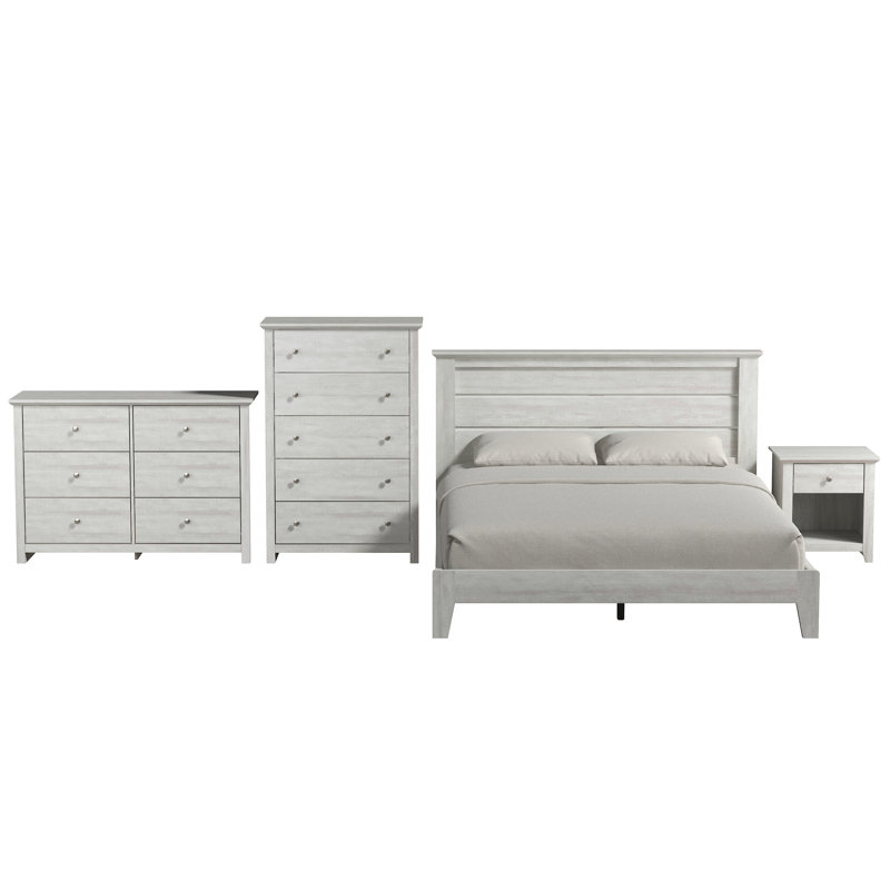 Tevrat 4 Pieces Bedroom Sets, Dusty Gray Oak, Queen