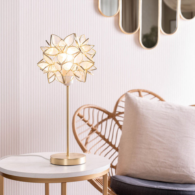 Clementina Metal Table Lamp, White, LED, Yes