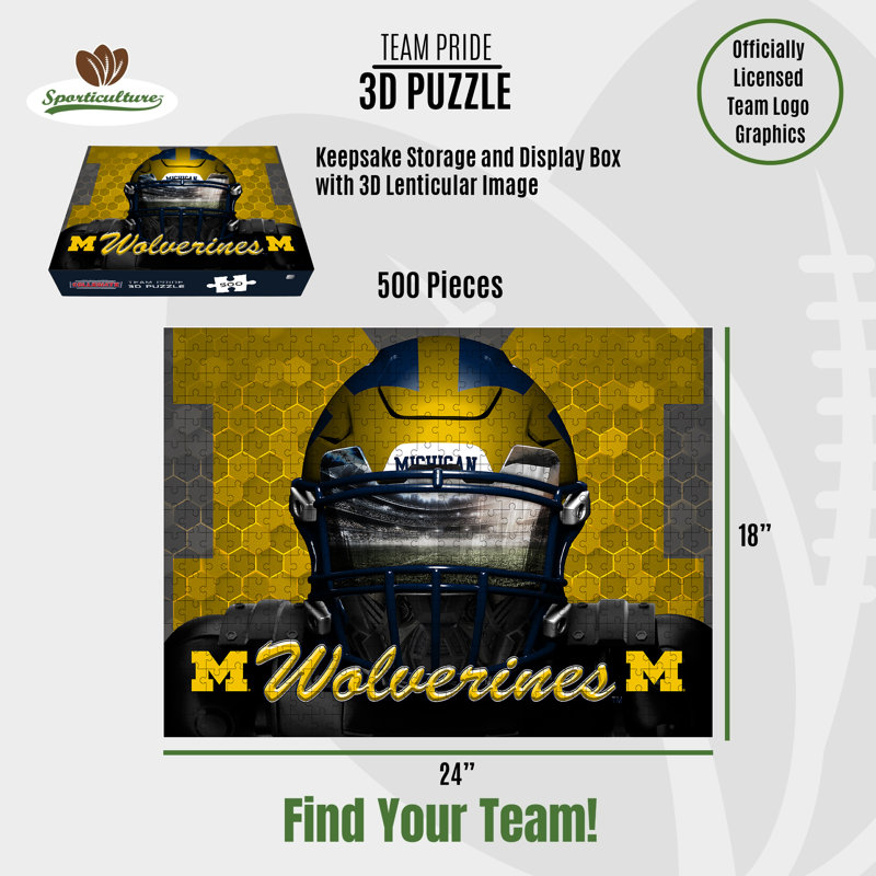 NCAA Michigan Wolverines, masque 3D, 500 pièces, Michigan