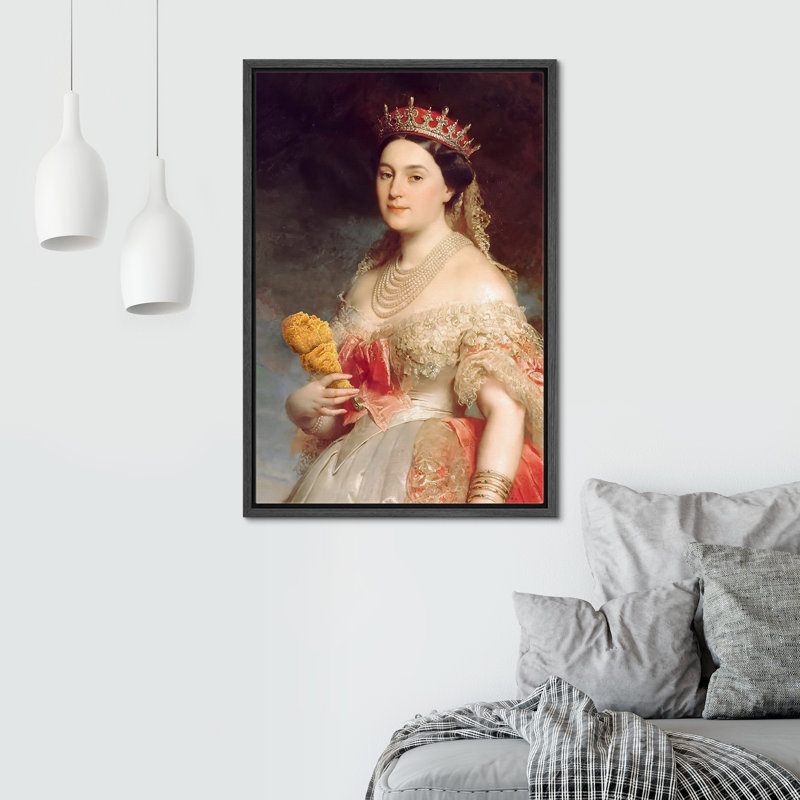 «Grand avec couronne et robe», H 24 po x l 16 po, Cadre flottant noir