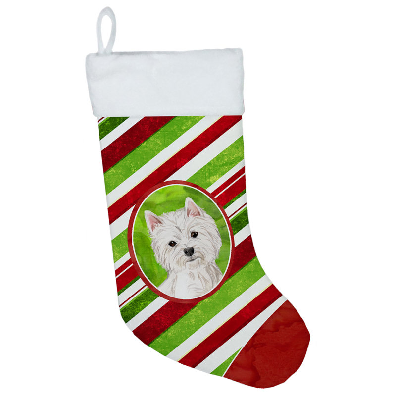 Chaussette de noël à rayures à sucre, Westie