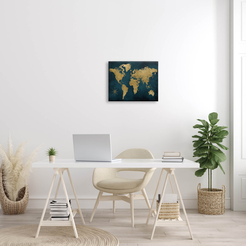 "Blue Compass", reproduction d'art sur toile par Natalie Carpentieri, H 16 po x l 20 po x P 1,5 po