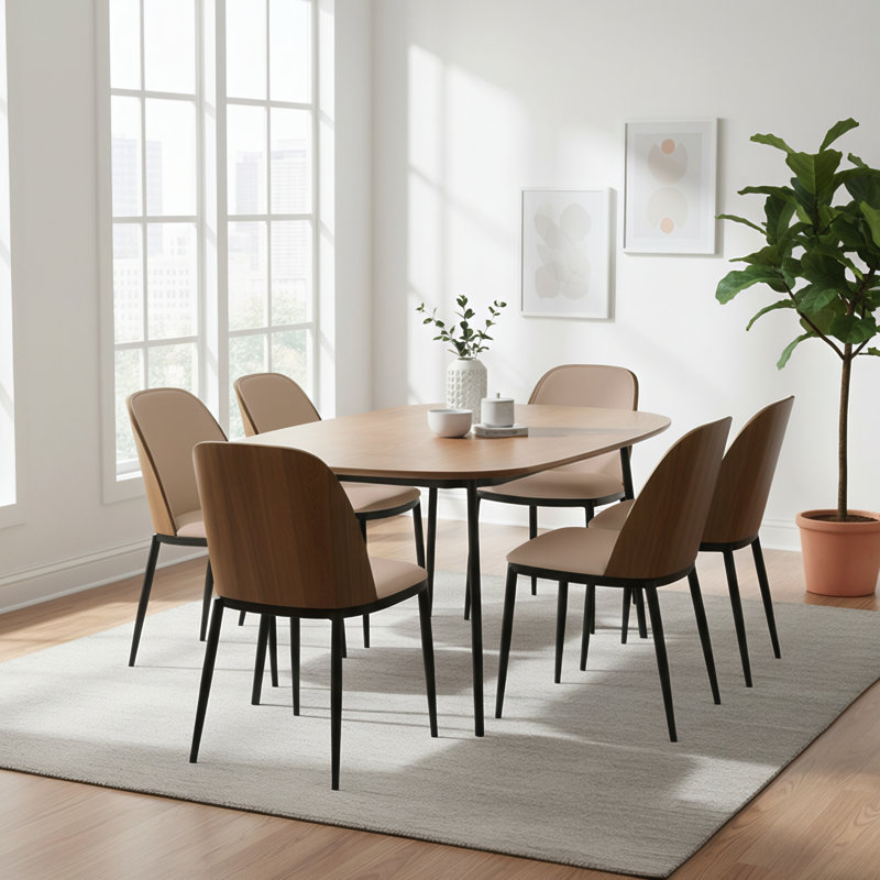 Larenzo 18.7'' H Upholstered Metal Side Chair, Walnut/Beige