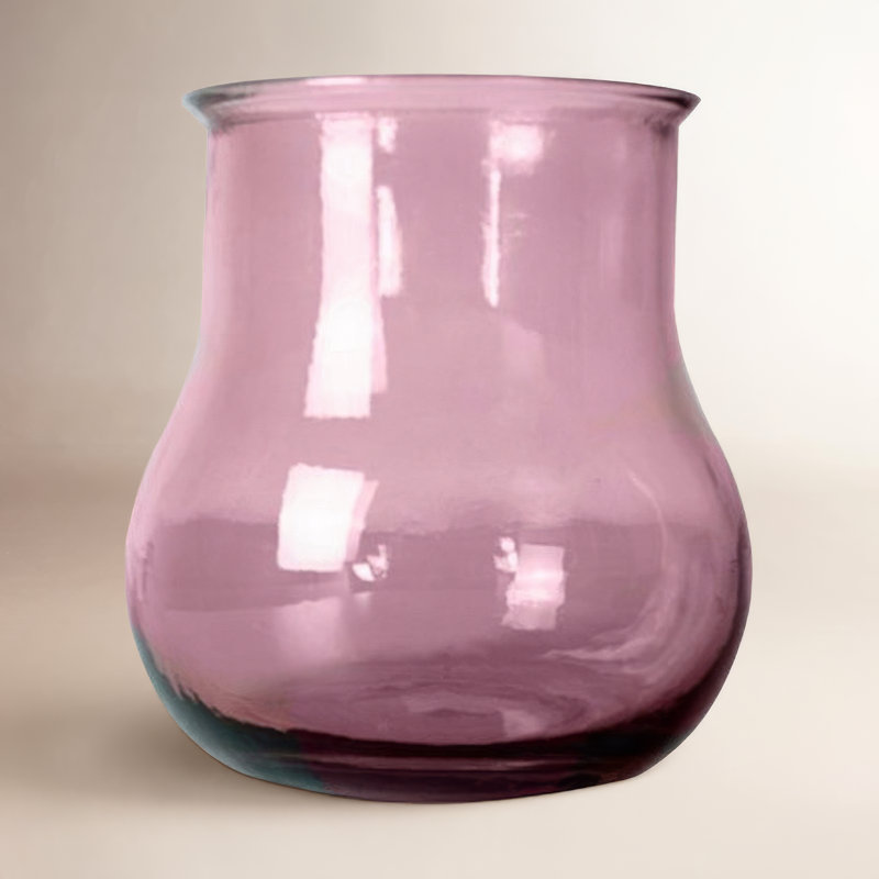 Vase en verre recyclé bleu Galua, Rose