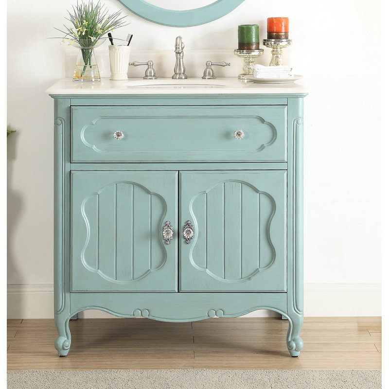 Ensemble de meuble-lavabo simple 34 po Harbaugh, Bleu