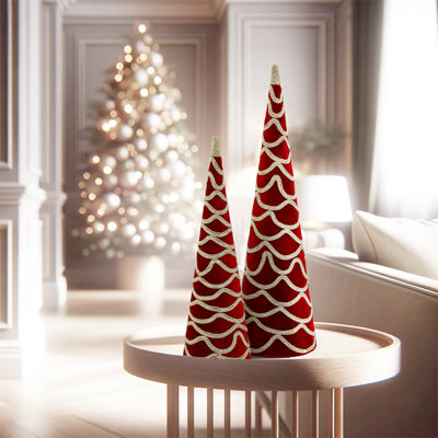 18" Jewel Cone Trees, Velvet Finish