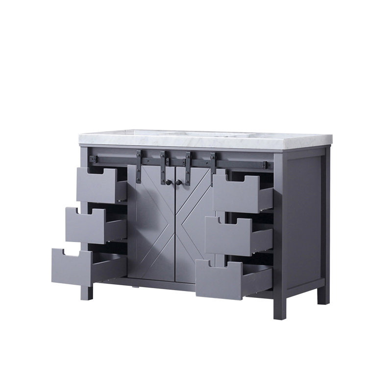 Marsyas 48" Dark Gray Single Vanity with Carrara Marble Top