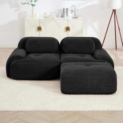 Boneless 82'' L Shape Sofa, Corduroy Sofa, Living Room Set, For Living Rooms Bedrooms
