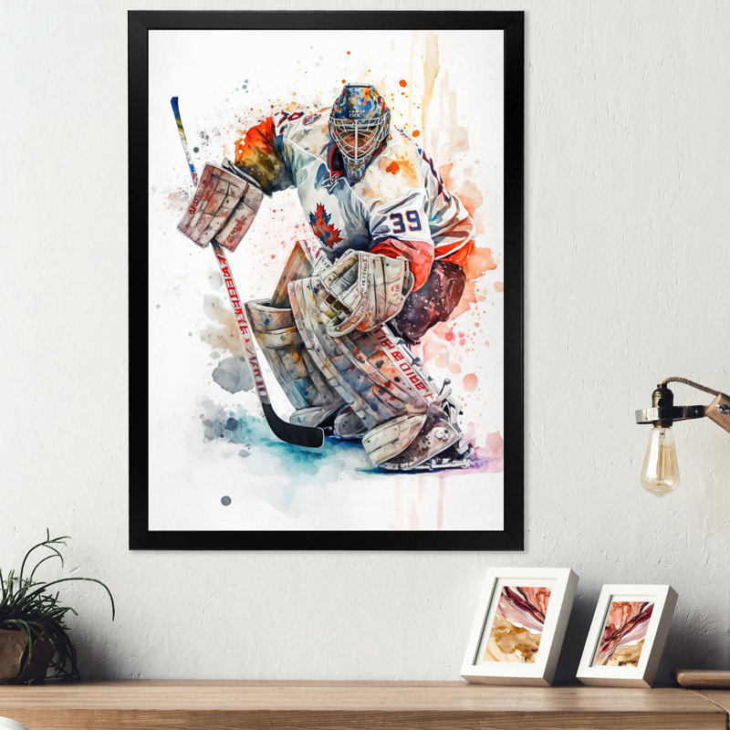 Hockey sur gazon pendant la partie I - impression sur toile, Cadre photo noir, H 40 po x l 30 po x P 1,5 po