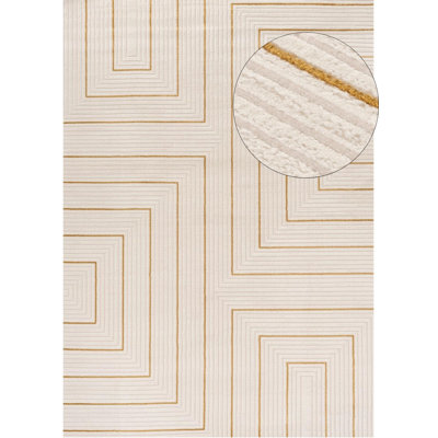 Carmel Modern Geometric Cream/Gold Area Rug