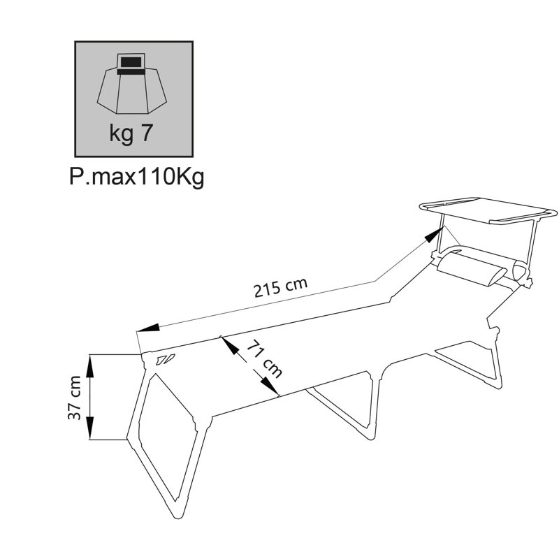 Ayzha 215cm Long Reclining Single Chaise