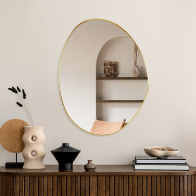 Kerber 28"x36" Irregular Aluminum Framed Modern Bathroom Wall Mirror