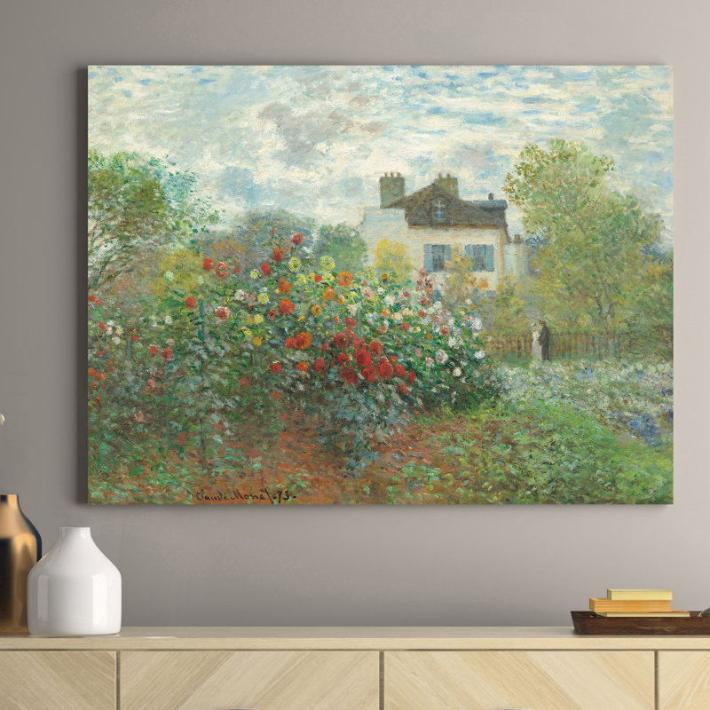 The Artist's Garden In Argenteuil by Claude Monet - Wrapped Canvas Painting, 90cm H x 120cm W x 4cm D