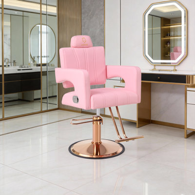  Fauteuil de coiffeur, fauteuil de salon inclinable, fauteuil de style hydraulique pivotant à 360 ° avec dossier réglable, fauteuils de coiffure d'une capacité de 440 lb pour un salon de coiffure, un studio de tonnage, un salon de beauté (rose)