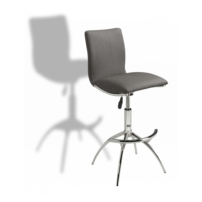 Barstool Texture Leatherette/Chrome Adjustable Height, Gray