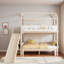 Lit superposé en forme de maison avec escalier de rangement, tablettes de présentation et glissade-1849992421