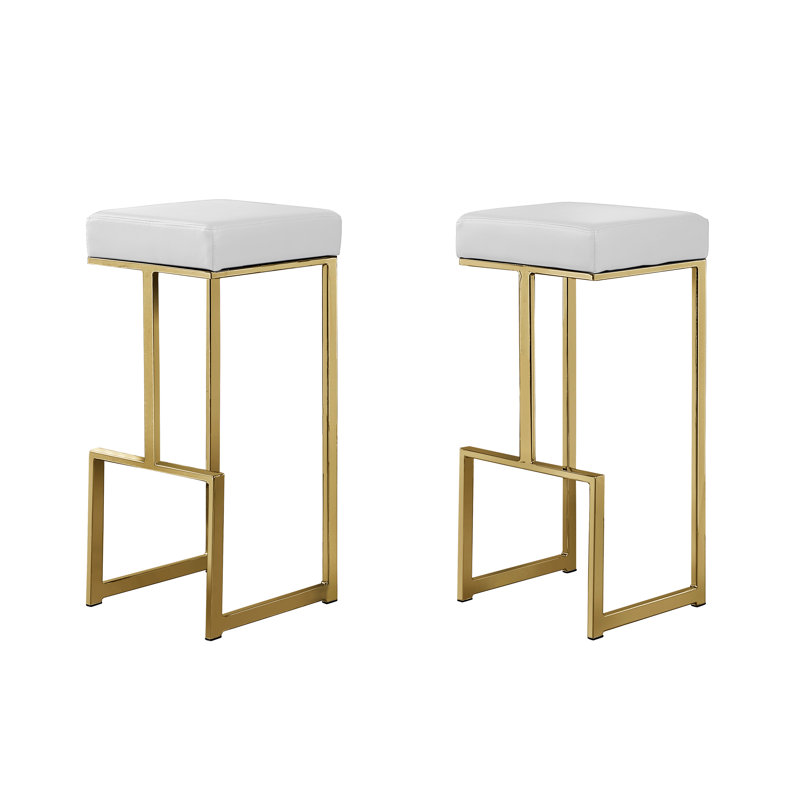 Tabouret de bar et de comptoir Jochebed, Doré, Blanc, Tabouret de bar (siège d'une hauteur de 31 po)