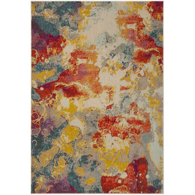 Donnelsville Abstract Orange/Yellow/Blue Area Rug