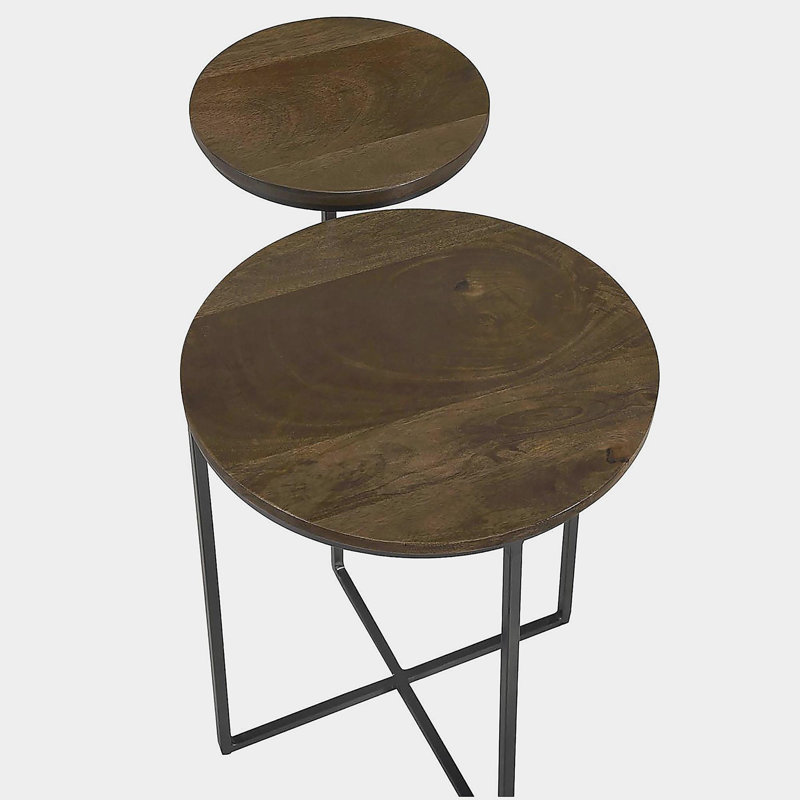 Natural and Gunmetal 2-Tier Accent Table