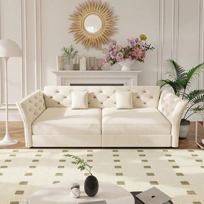 74.4" Modern Velvet Pull Out Sofa Bed